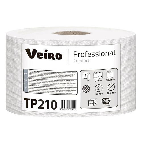 Veiro Professional Comfort TP210 Туалетная бумага двухслойная в средних рулонах с центральной вытяжк от магазина Белый Лис