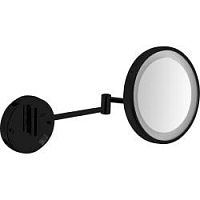 NOFER 08006.N Зеркало с регулировкой и led-подсветкой, увеличение х3, Ø160 мм VANITY черное - Цена: 20 900 руб. - Зеркала для ванной - Магазин Белый Лис