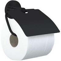 NOFER 16858.N Держатель для туалетной бумаги с крышкой NIZA чёрный - Цена: 3 780 руб. - Держатели для туалетной бумаги  - Магазин Белый Лис