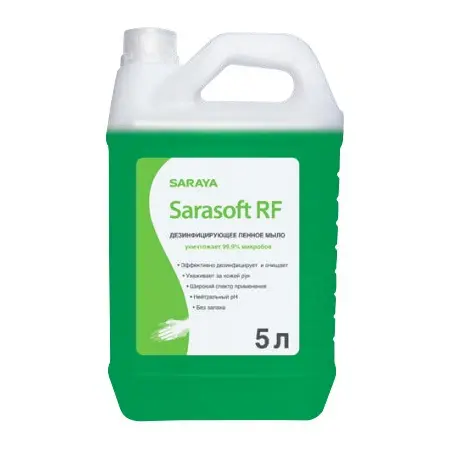 SARAYA Sarasoft RF мыло-пена дезинфицирующее, 5 л - Цена: 1 983.60 руб. - Мыло-пена в канистрах - Магазин Белый Лис
