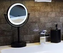 WasserKRAFT K-1005BLACK Зеркало с LED-подсветкой двухстороннее, стандартное и с 3-х кратным увеличен - Цена: 8 850 руб. - Зеркала для ванной - Магазин Белый Лис