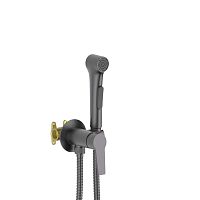 AQ1719BGM ЛУГАНО комплект для гигиенического душа встроенный (смеситель + гигиеническая лейка + шланг), оружейная сталь - Цена: 13 240 руб. - Смесители AQUATEK - Магазин Белый Лис