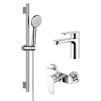 Комплект смесителей для душа Aquatek Ника AQ1831CR хром SET 3 в 1 (AQ1810CR + AQ1860CR + AQ2017CR ) - Цена: 17 750 руб. - Душевые комплекты - Магазин Белый Лис