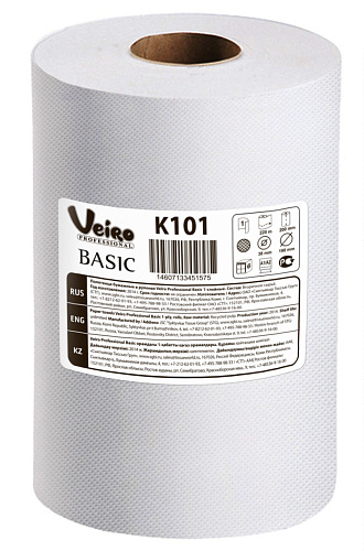 Veiro Professional Basic K101 Полотенца бумажные однослойные в рулонах 38x190x200 мм от магазина Белый Лис