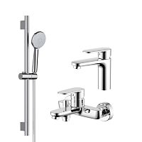 Комплект смесителей для душа Aquatek Ника AQ1830CR хром SET 3 в 1 (AQ1810CR + AQ1840CR + AQ2017CR ) - Цена: 20 160 руб. - Душевые комплекты - Магазин Белый Лис