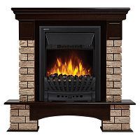 Портал Firelight Forte Wood Classic камень коричневый, шпон темный дуб - Цена: 33 990 руб. - Порталы - Магазин Белый Лис