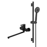 Комплект смесителей для душа Aquatek Ника AQ1833MB чёрный матовый SET 2 в 1 (AQ1842MB + AQ2017MB ) - Цена: 16 320 руб. - Душевые комплекты - Магазин Белый Лис