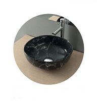 NOFER SPIN 40 23595 Раковина накладная круглая 400x400x145 мм, мрамор чёрный - Цена: 14 440 руб. - Раковины накладные - Магазин Белый Лис