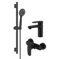 Комплект смесителей для душа Aquatek Ника AQ1831MB черный матовый SET 3 в 1 (AQ1810MB + AQ1860MB + AQ2017MB ) - Цена: 19 850 руб. - Душевые комплекты - Магазин Белый Лис