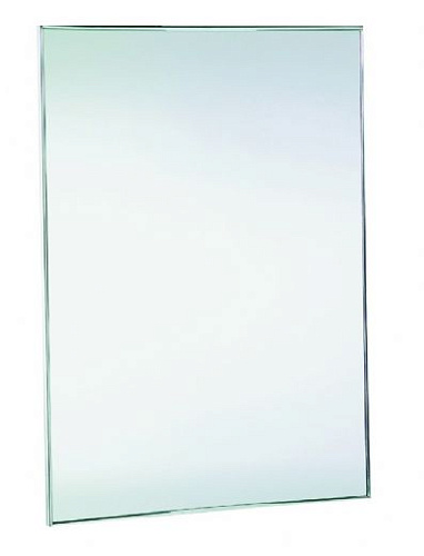 NOFER 08052.S Зеркало антивандальное 800х600 с рамкой из нержавеющей стали матовой - Цена: 22 445 руб. - Зеркала для ванной - Магазин Белый Лис