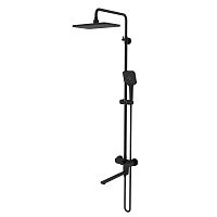 AQ2840MB НИКА душевая система (смеситель для ванны) 3 jet 300х193 мм с длинным изливом, матовый черный - Цена: 32 400 руб. - Душевые комплекты - Магазин Белый Лис