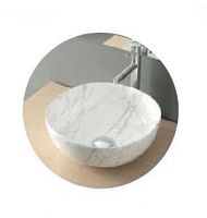 NOFER SPIN 40 23594 Раковина накладная круглая 400x400x145 мм, мрамор белый - Цена: 14 440 руб. - Раковины накладные - Магазин Белый Лис