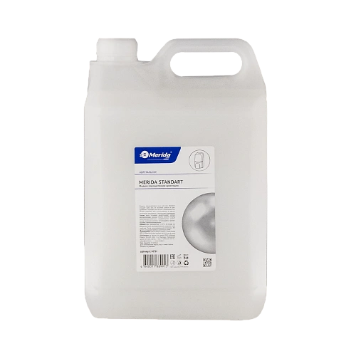Жидкое перламутровое крем-мыло "MERIDA STANDART" нейтральное (1 канистра - 5 л.) - Цена: 756.40 руб. - Жидкое мыло для диспенсеров - Магазин Белый Лис