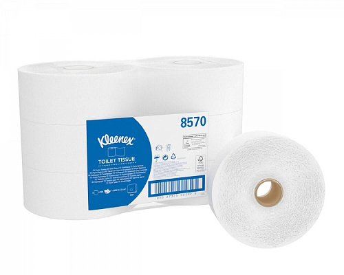 8570 KLEENEX Туалетная бумага в больших рулонах Jumbo Roll двухслойная (6 рулонов по 190 мет) от магазина Белый Лис