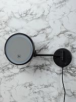 NOFER 08006.N Зеркало с регулировкой и led-подсветкой, увеличение х3, Ø160 мм VANITY черное - Цена: 23 425 руб. - Зеркала для ванной - Магазин Белый Лис