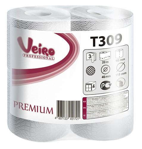 Veiro Professional Premium T309 Туалетная бумага трехслойная 46x115 мм от магазина Белый Лис
