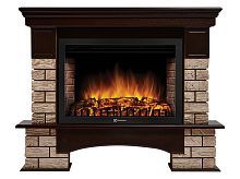 Портал Firelight Forte Wood 30U (угловой) камень коричневый, шпон темный дуб - Цена: 37 990 руб. - Порталы - Магазин Белый Лис