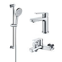 Комплект смесителей для душа Aquatek Лугано AQ1730CR хром SET 3 в 1 (AQ1710CR +AQ1740CR +AQ2022CR ) - Цена: 19 920 руб. - Душевые комплекты - Магазин Белый Лис