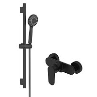 Комплект смесителей для душа Aquatek Ника AQ1832MB черный матовый SET 2 в 1 (AQ1860MB + AQ2017MB ) - Цена: 12 870 руб. - Душевые комплекты - Магазин Белый Лис
